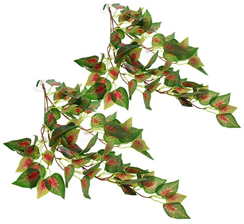 minkissy 2Pcs climbing pet vines faux plant decor bearded dragon tank vivid fake plant amphibia hanging faux plant fish aquarium decoration vivid reptile plant fish tank plastic terrarium