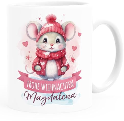 SpecialMe® Kinder-Tasse Kunststoff personalisierte Namenstasse für Kinder Jungen Mädchen Maus 2 kunststoff-weiß standard
