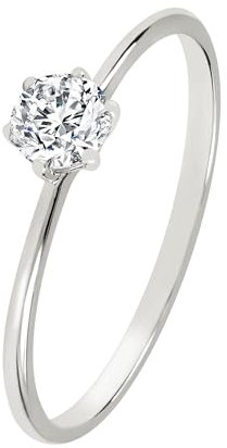 DOOSTI Antragsring/Verlobungsring aus 585/- Weissgold mit einem hochwertigen Moissanite Stein (58)