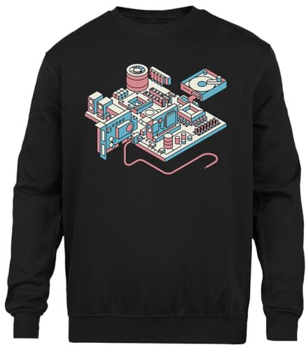 Ameretee Motherboard Simple Sweater Black Crew Neck Unisex