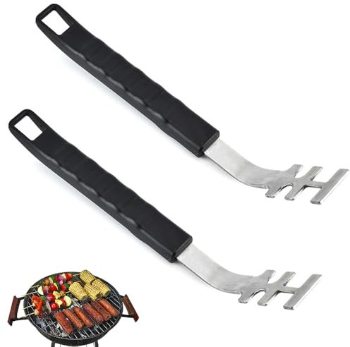 Wzhtuzi Grillrostheber, 2 Stück Edelstahlkopf Grillrost-Heberhitzebeständiger Anti-Verbrühung Grillrost Heber Grillrostheber Werkzeug Universal Grillwerkzeug Zubehör für Camping