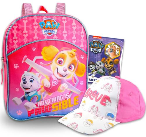 PAW PATROL Mini-Rucksack für Mädchen - 27,9 cm Skye Rucksack mit Baseballmütze, Aufklebern | PAW PATROL Kinderrucksack, Rosa, Mini