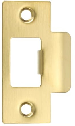 PATIKIL 2-3/4 Door Lock Strike Plate,1 Pcs Stainless T Strike Deadbolt Strike Plate,Door Backplate for Interior Exterior Door Use(Large Hole), Gold
