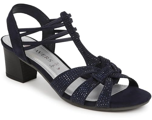 Pavers Womens Slip-On Block-Heeled Sandals Navy Size 6