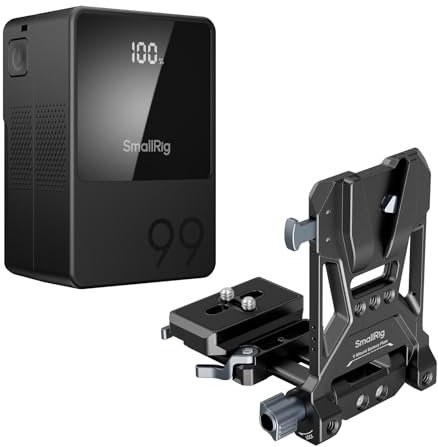 SMALLRIG V-Mount Akku VB99, 99Wh/6800mAh Mini V-Mount Akku mit PD 100W USB-C Schnellladung, mit V-Mount Akkuplatte, V-Mount Akku und Platte für DSLR Kamera, Camcorder, Stativ – 5048