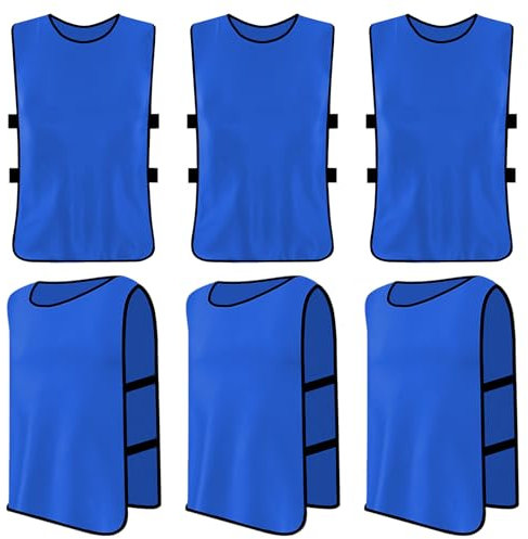 6 Stück Trainingsleibchen Basketball für Kinder, Sport Training Lätzchen, Fußball Leibchen Kinder Set, Sport Trikot Leibche für Fussball, Rugby, Netzball, Cricket, Volleyball, Hockey (Tiefblau)
