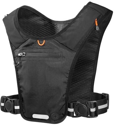 Spigen Handyhalterung für Laufweste für Damen und Herren [Dynamic Shield] [Verstellbare Brustgurte, Quick On & OFF] Reflektierender laufrucksack wasserdichte Handytasche - Schwarz