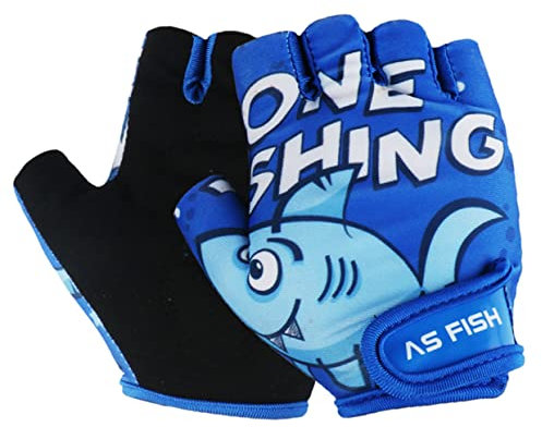 OATIPHO Handschuhe Für Kinder Fahrradhandschuhe Für Kinder Halbfinger Stoßfest Haifischmuster Größe Xs Für Sport