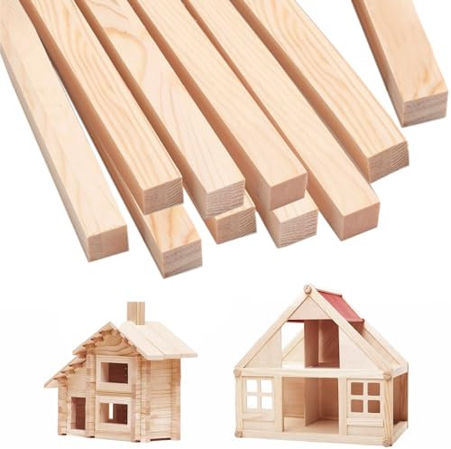 10 tacos cuadrados de madera de 20 x 300 mm para manualidades, palos de madera sin terminar, DIY, decoración del hogar (20 mm)