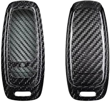 Étui de protection pour clé télécommande intelligente de voiture en fibre de carbone avec porte-clés, Compatible Pour Audi A7 A8 A6L A3 A4 A6 Quattro Q3 Q5 S8(Black B)