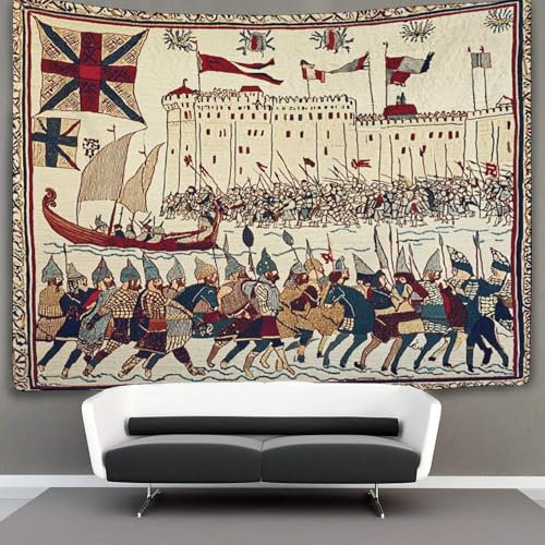 kaiyun Wikinger Wandteppich, Mittelalterlicher Stil Tapestry Wall Hanging,Wanddeko Für Schlafzimmer Wohnzimmer Wohnheim 100cmx150cm
