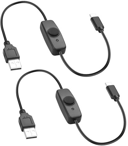 JSADZKJ Short USB-A Extension Cable with ON Off Switch 5V Type C to USB Power Supply Cord,Type A to C Power Switch Extension Cable for USB Fan,LED Strips,Desk Lamp,LED Strip 0.98ft (2PCS)