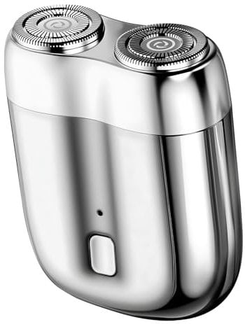 LOPHE Mini Rasoir Électrique pour Hommes IPX7 Étanche – Rasoir de Magnétique Voyage Rechargeable USB, Lames Haute Vitesse 7000 tr/min, Usage Sec/Humide,Portable Shave pour maison, voyages,Argenté