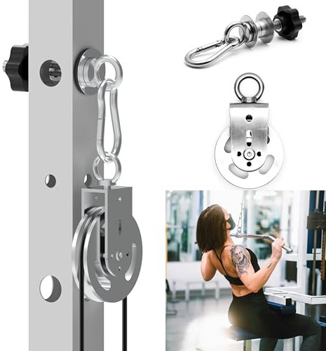 Vatemechie Height-Adjustable Cable Pulley System for Power Racks – Heavy-Duty Stainless Steel Swivel Pulleys, Tool-Free Installation, Fits 2x2 & 3x3 Racks (1/2 or 1 Holes), Silent & Wobble-Free​