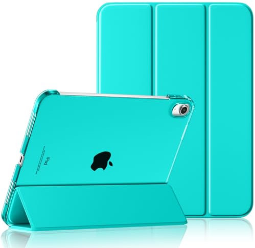 Maledan Case for iPad A16 11th/10th Generation (2025 11 Inch/2022 10.9 Inch), Slim Lightweight Translucent PC Back Stand Shockproof Protective Cover for iPad 10 11, Auto Sleep/Wake, Aqua