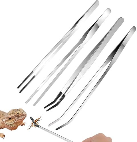 KAIYAYA 4 Stück Aquarium Pinzetten Set, Pinzette Lang 27 cm mit Gummispitze, Gerade und Gebogene Pinzette Edelstahl Pinzetten Groß für Wasserpflanze Zange Futterzange Pflanzenpinzette Gartenarbeiten