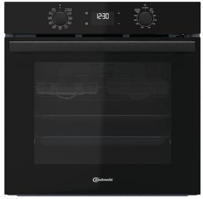 Bauknecht BBA285PU1ZK Einbau-Backofen 71 Liter, Multifunktionsofen mit 12 Funktionen, Power Heißluft, Flexi Clean, versenkbare Knebel, schwarzes Glas