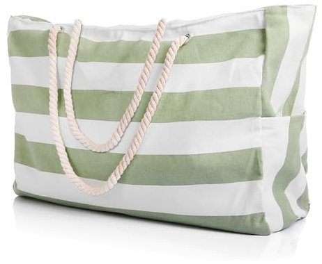 Strandtasche XXL Badetasche Strandtasche mit Reißverschluss Schwimmbad Tasche Schmutz- & Wasserabweisend Familie Einkaufstasche Faltbar Umhängetasche Tragetasche Reisetasche Saunatasche Shopping Bag