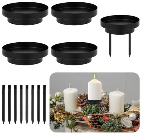 Kerzenhalter Adventskranz, Kerzenhalter Stumpenkerzen Stabkerzen | 4 Stück Metall Kerzenständer zum Stecken für Weihnachten, Hochzeit, Geburtstag, Partydekoration