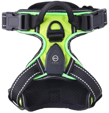 Fangxuee Luminous Pet Harness Luminous Dog Harness Adjustable Luminous Pet Chest Strap M