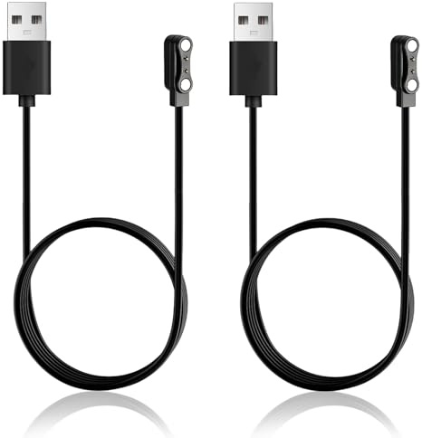 2 Stück Ladekabel Smartwatch Magnetisch 2 Polig 4mm, Universal Smartwatch Ladekabel Magnetisch, USB Watch Ladegerät Magnetisches Smartwatch, Schnellladung mit Schutzsystem, 60 cm