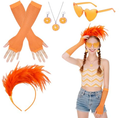 NebulaGlam Orange Damen Karneval Kostüm, Aperol Kostüm Damen, Orangen Kostüm Zubehör