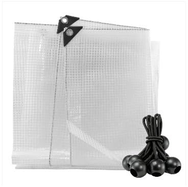 AP Supplies Clear Tarpaulin 5m x 8m, M-Grade, 10 Bungee Balls