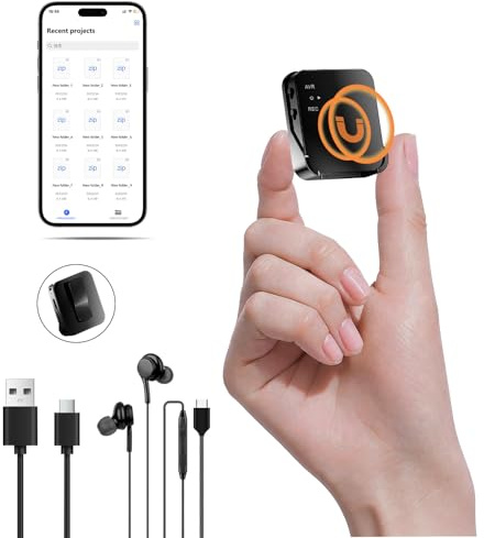 128GB Mini Digitales Diktiergerät, AI Rauschunterdrückung, 3072Kbps Magnetic Diktiergerät mit Playback für Interviews/Klassen/Meeting