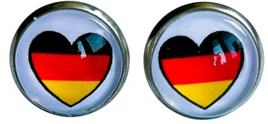 Deutschland Germany Flagge Liebe Cabochon Ohrringe Ohrstecker Edelstahl 316L Chirurgenstahl 8 mm oder 12 mm