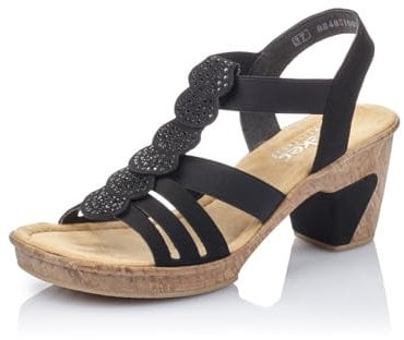 Rieker Damen Pantoletten 69702, Frauen Slipper,Backless Slipper,Gartenschuhe,Sommerschuhe,sommerclogs,Schlupfschuhe,Slides,schwarz (00),41 EU / 7.5 UK