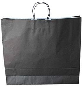 Papiertragetaschen mit Kordel extra groß 54 + 14 x 50 cm (50 Stück, SCHWARZ)