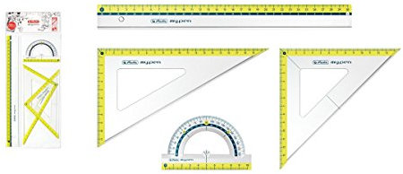 Herlitz Geometrie-Set 4tlg / 2x Geo-Dreieck, Lineal, Winkelmesser / Farbe: lemon