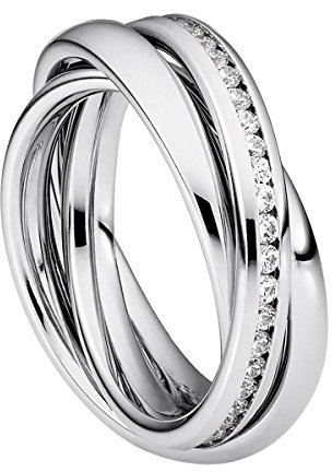 Heideman Ring Damen Trini aus Edelstahl Silber farbend poliert Damenring für Frauen Rollring Spielring Dreierring 62