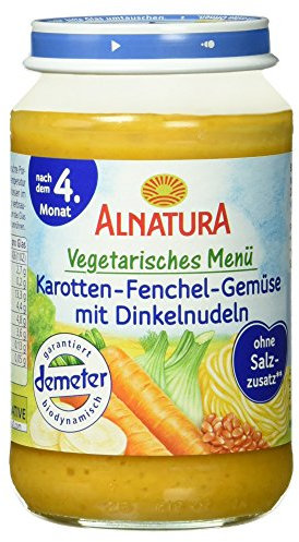 Alnatura Bio Karotte-Fenchel-Gemüse mit Dinkelnudeln, nach dem 4. Monat, 190g