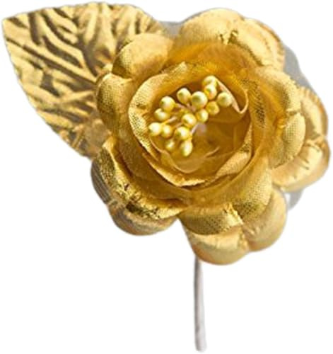 Set 36 pezzi, Bomboniera fiore artificiale stoffa lame', segnaposto (ck5096) (ORO)