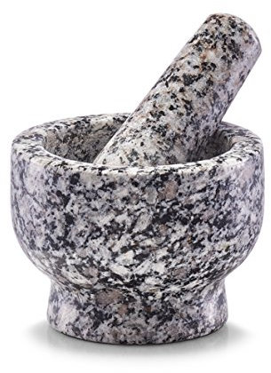 Zeller 24505 - Juego de mortero y pilón, ø9 cm, altura 6,5 cm, color granito gris oscuro
