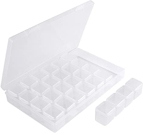Segbeauty Gem Organizer, Clear Bead Container 28 Compartments with Secure Lids, Removable Tiny Jewelry Storage Box, Transparent Jewelry Organizer for Seeds Craft Making Accessories