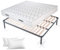 EVERGREENWEB KIT Lattenrost und Matratze 140x190 cm + 2 Viscoschaumstoff Kissen KOSTENLOS, Orthopädische Weiße Matratze mit MASSAGEEFFEKT Bezug, Verstärkte Bettgestell Höhe 35 cm + 4 Abnehmbar Füße