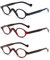 JM 3 Pack Klein Oval Lesebrille Vintage Federscharnier Gläser für Leser Damen +3.0 Schwarz&Rot&Schildkröte