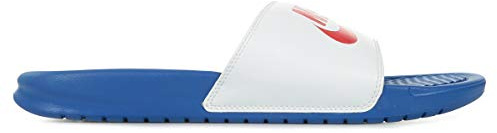 Nike Men's Benassi Just Do It Slides (BLUE/RED/WHITE, numeric_10)