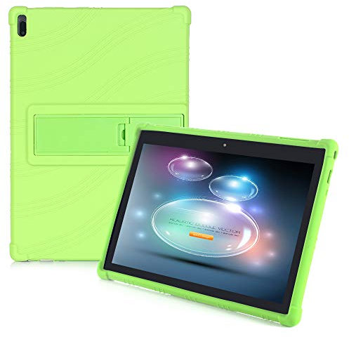 HminSen Funda para tablet Lenovo Tab E10 (TB-X104F), apta para niños, de silicona suave, ajustable, función atril para Lenovo Tab 4 10 / Tab 4 10 Plus (verde)