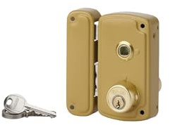 THIRARD - Serrure Verticale en Applique Double Entrée à Fouillot pour Porte d'Entrée - Gauche - 120 x 65 mm - Axe 35 mm - Marron - 3 Clés - Coffre et Gâche Acier Embouti - Mécanisme à 1 Tour