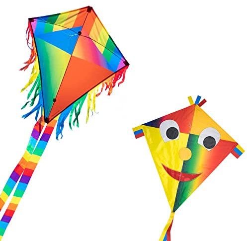 CIM Drachenset - Joker Eddy [2er Set] - Happy Joker und Maya Joker - Einleiner Flugdrachen für Kinder ab 3 Jahren - ca. 65x74cm - inkl. Drachenschnur und Streifenschwänze