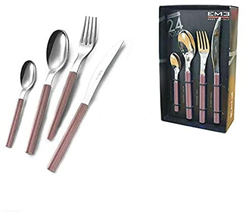 EME Set da 24 Posate in Acciaio Inox (AISI430) Stile Contemporaneo Sky Nocciola