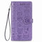 Fertuo Case for iPhone SE 2022/2020, Premium Leather Wallet Case with Cute Cat Dog Embossed Pattern [Card Slots] [Kickstand] [Inner TPU] Flip Cover for Apple iPhone SE 2020/8 / 7, Purple