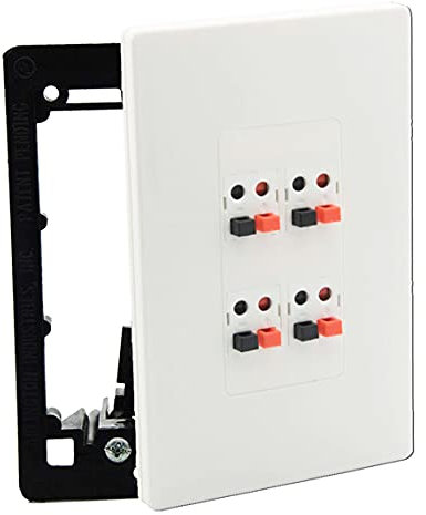 DIYTECH Premium 4 Lautsprecher Wandplatte, Lautsprecherstecker, unterstützt 4 Lautsprecherkonfigurationen, Lautsprecheranschluss für Wandlautsprecherkabel, Lautsprecherkabel in Wand, Drahtwandplatte -