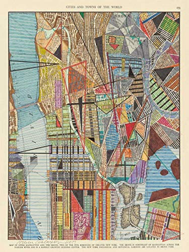 Sentirsi a casa TELA-FRAMED-con-AMERICANO-BOX-Mappa-Moderna-di-New-York-I-Galapon-Nikki-Maps-Fine Art-stampa-su legno-cornice-Verticale-29x22_in