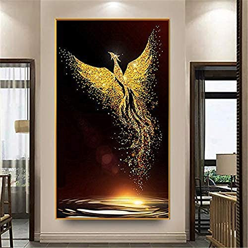 Nicole Knupfer DIY 5D Diamant Painting,Goldener Phönix Kristall Strass Diamant Malerei Stickerei Bilder Kunst Handwerk für Home Wall Decor Wandbehang (40x80cm)