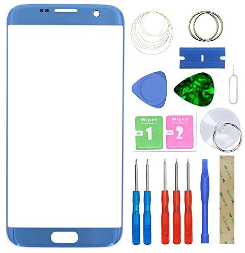 MovTEK Frontglas Display Glas Reparatur Set kompatibel mit Samsung Galaxy S7 Edge SM-G935F G935FD 5.5 Zoll inklusive Werkzeugsatz -Blau