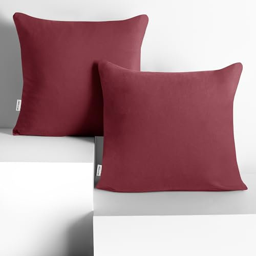 DecoKing 2 federe 80 x 80 cm, jersey 100% in 100% Jersey di Cotone Pettinato pettinato, chiusura lampo, rosa antico, ambra